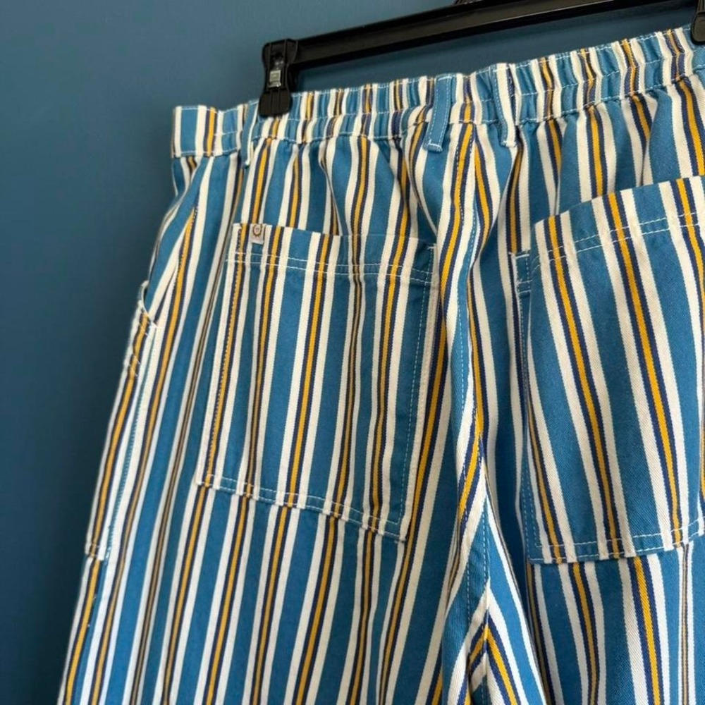 BIg Bud Press Stripe Work Pants Women's Size XL Blue Yellow Retro High Rise - Picture 8 of 8